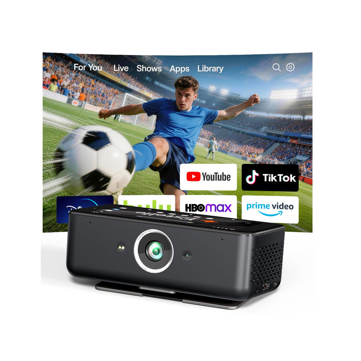 Estelle Smart Beamer 4K mit 64GB Speicher, Integriertem Akku, Android 12 | Mini Beamer Outdoor mit N