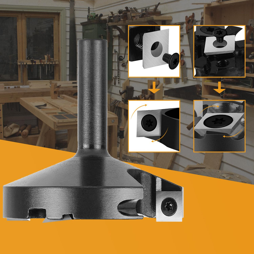 SpeTool Planfräser 12mm Schaft 75mm Schnittdurchmesser Flächenfräser Hobelfräser für Holz Planfräser