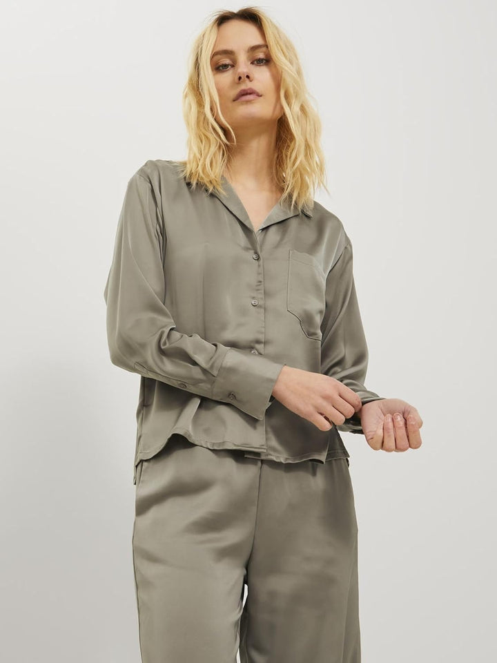 JACK & JONES Damen Jjxx Jxeva Ls Comfort Satin Shirt Noos Bluse XS Brindle, XS Brindle