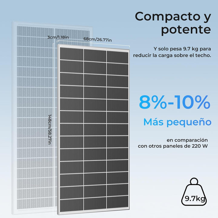 18BB 220Watt Solarpanel, N-Type 12 V 220W Solarmodul, 25% Hocheffiziente Monokristalline PV-Module,
