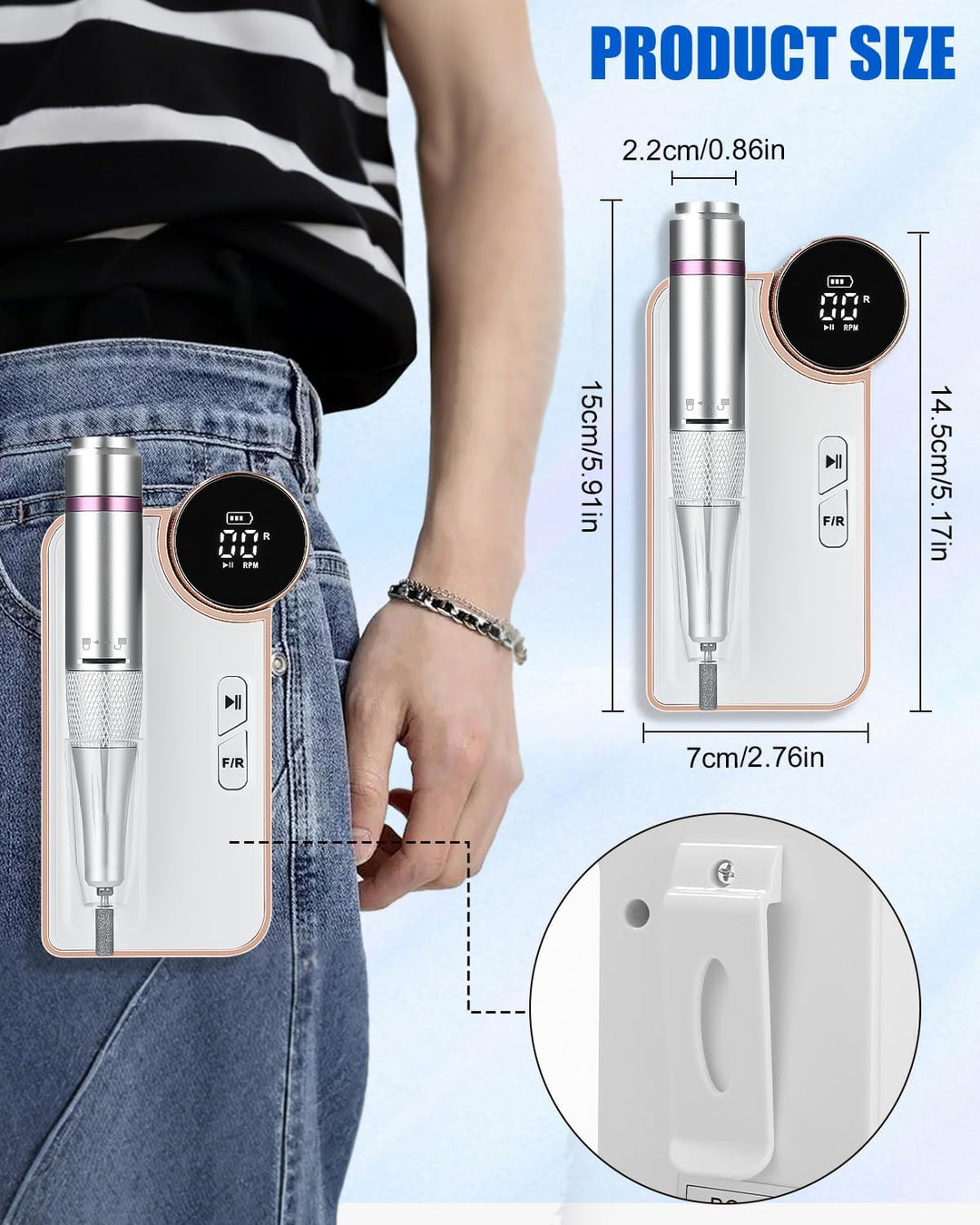 Elektrische Nagelfeile,Maniküre set Elektrisch,USB Aufladbare Nail Drill 35000 U min Fräser,mit LCD-