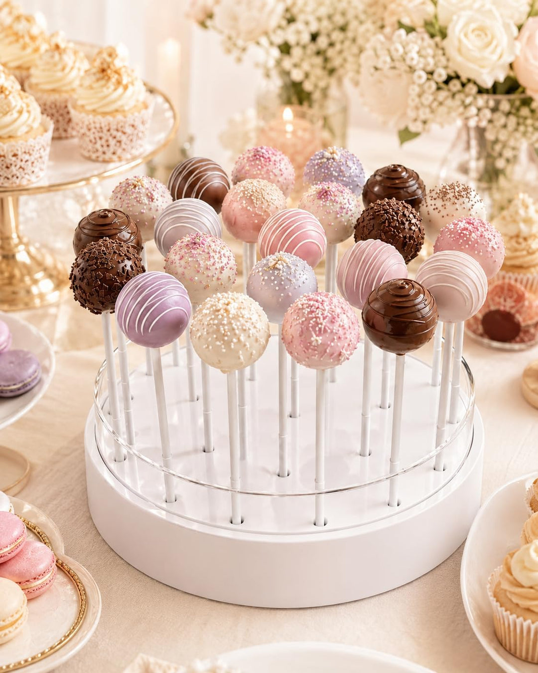 Cake Pop Ständer mit 22 Löchern (2er-Pack), transparenter Cake Pop Halter mit Griffen, 2-stufiges Di