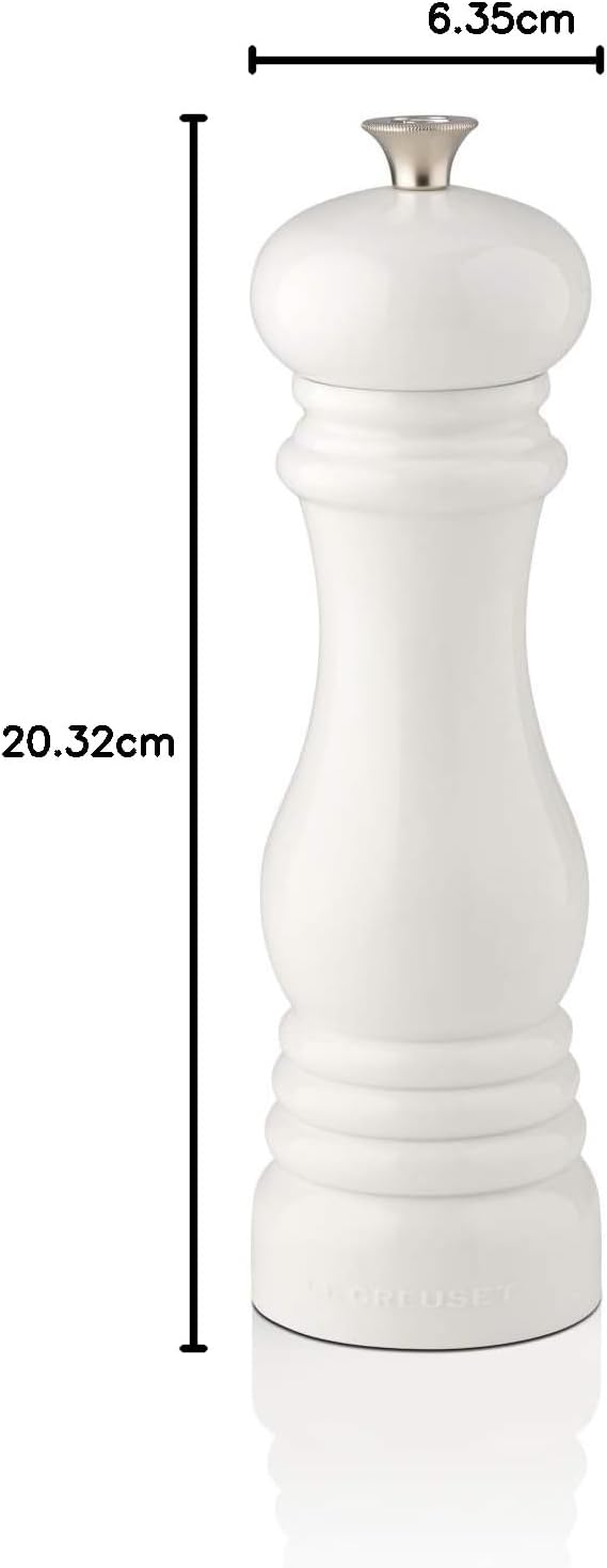 Le Creuset Salzmühle, ABS-Kunststoff, 6,2 x 6,2 x 20,8 cm, Keramik-Mahlwerk, Weiss, 96002000010000 S