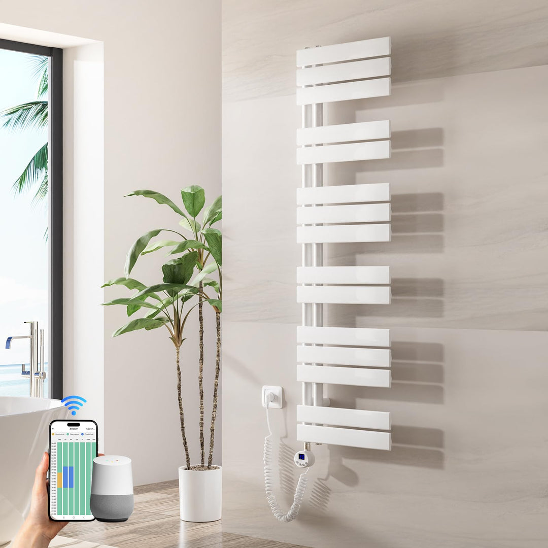 Heilmetz Badheizkörper Elektrisch WiFi 1385 x 400 mm,Flach Bad Heizkörper mit Digitalem Thermostat,