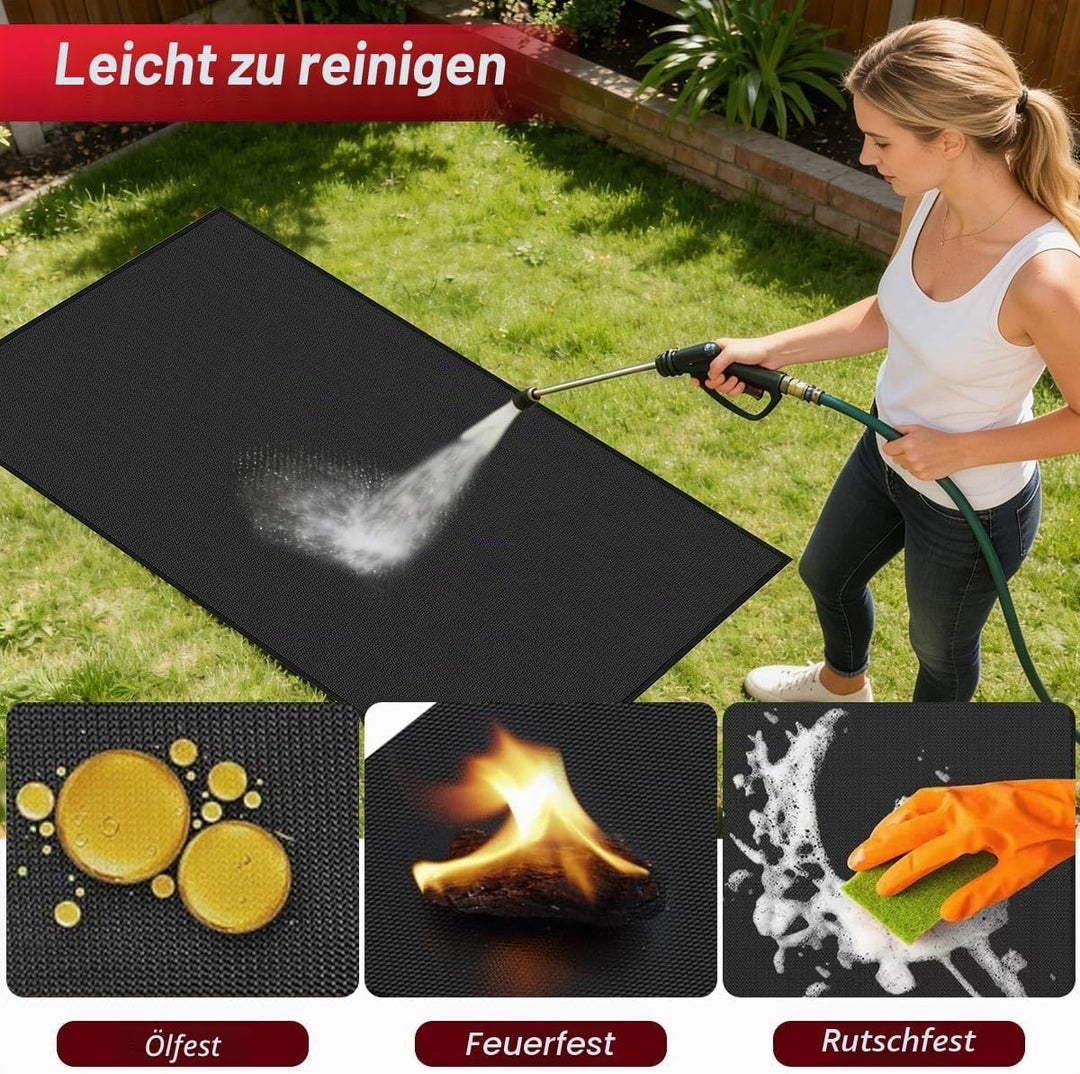 100 × 150 cm Feuerfeste Unterlage, Feuerschutzmatte, Hitzeschutzmatte Splatter Matte 3 Schicht, Gril