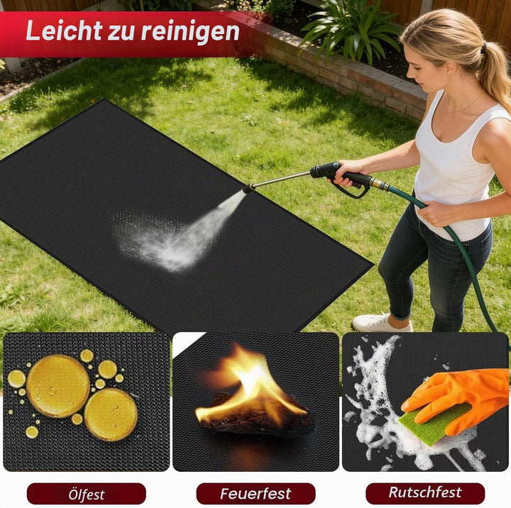 100 × 150 cm Feuerfeste Unterlage, Feuerschutzmatte, Hitzeschutzmatte Splatter Matte 3 Schicht, Gril