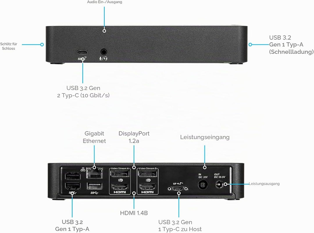 Targus Schwarz 182EUZ - 100W DOCK182EUZ - Universal USB-C Einzelbett
