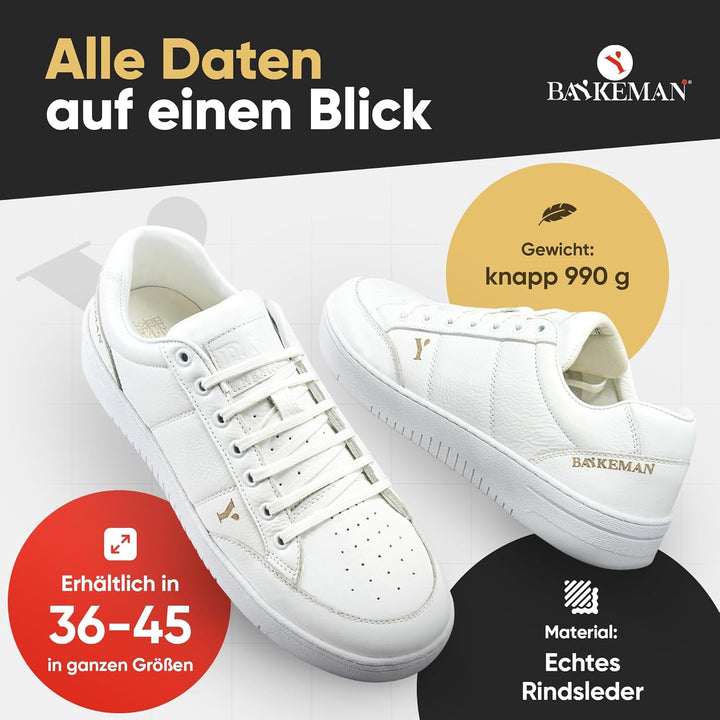 BAYKEMAN - Sneaker aus echtem Leder Unisex für Herren Damen Jungen Mädchen - sehr hochwertige, komfo