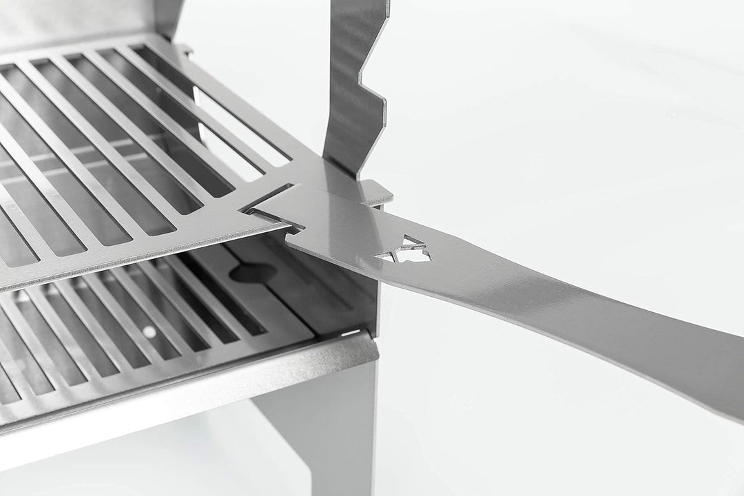 FENNEK 2.0 | Mobiler und steckbarer Holzkohle-Grill aus Edelstahl für Camping, Trekking, Vanlife, Ga