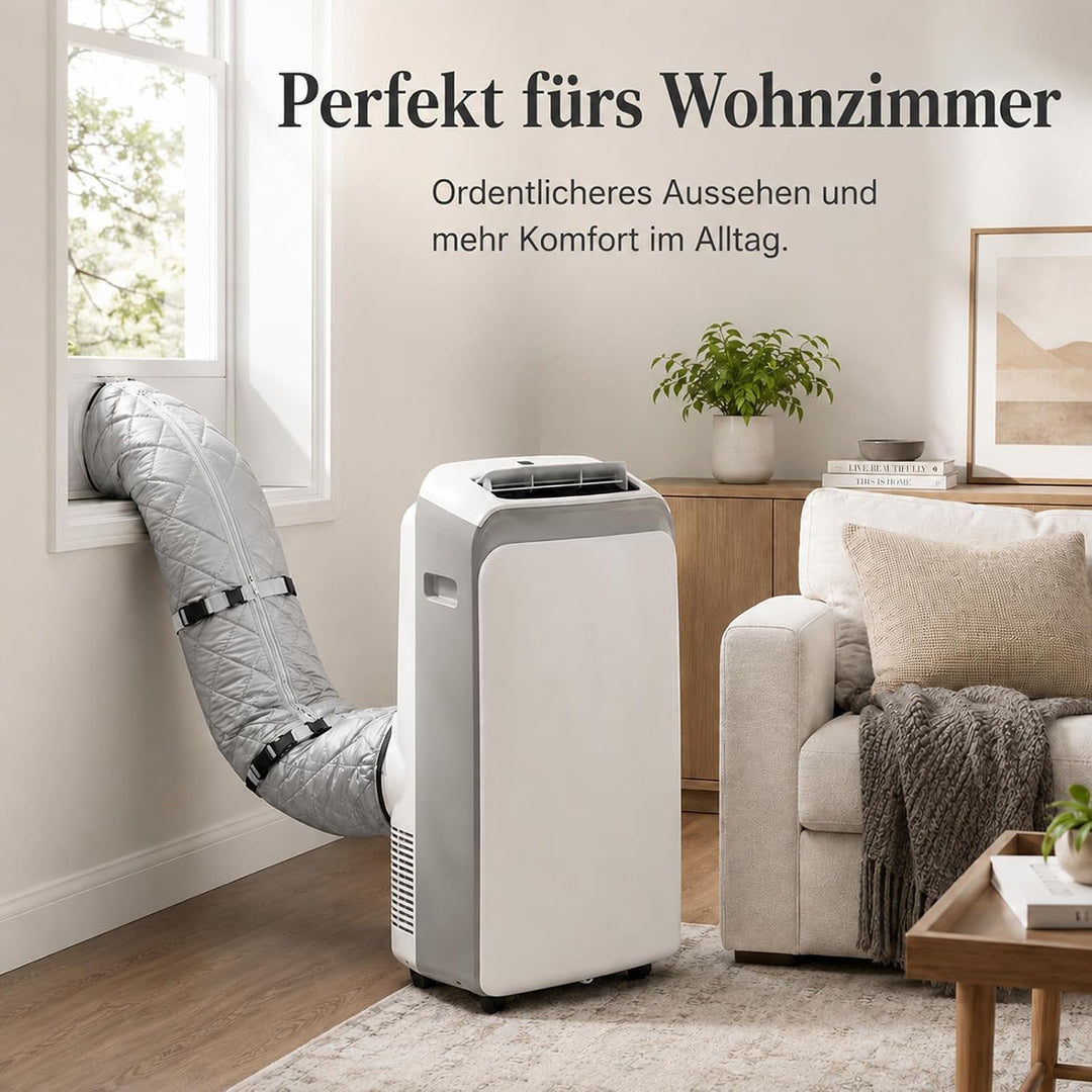 2 Stück Mobiles Klimaanlagen Schlauchschutz Hülle mit Reissverschluss &amp; 4 Schnallen, Silber Isolieru