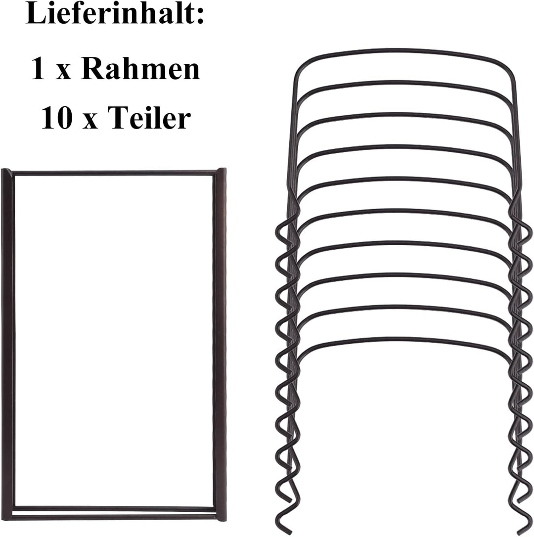 Toplife Deckelorganizer für Teller, Deckelhalter mit 10 verstellbaren Teiler, Abtropfgestell, Küchen