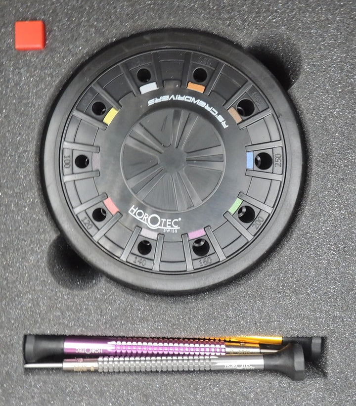 KD89 Horotec MSA01.020-C – Sortiment von 10 Uhrmacher-Schraubendrehern, Swiss-Made aus eloxiertem Al