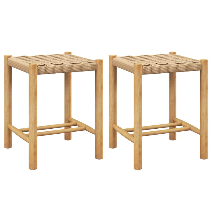 GIANTEX Barhocker 2er Set Barstühle, Esszimmerstühle Küchenstühle Holz & geflochtenem Papier, Tresen