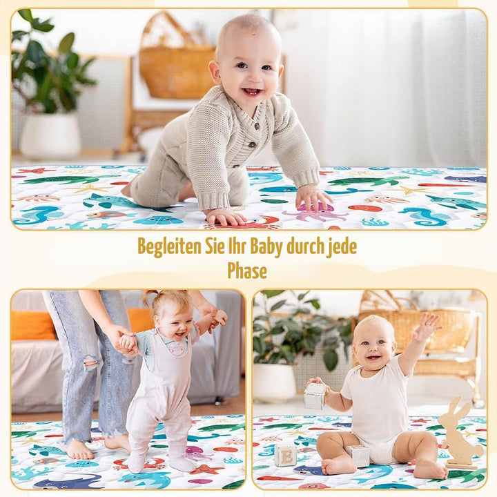 Baby Spielmatte, 127x127 cm Baby Krabbelmatte, Baby Faltbare Spielmatte, Krabbeldecke für Baby, Klei