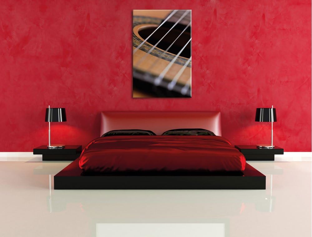 Pixxprint Gitarrensaiten Musik als Leinwandbild/Grösse: 100x70 / Wandbild/Kunstdruck/fertig bespannt