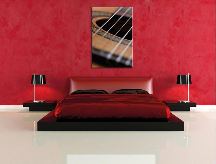 Pixxprint Gitarrensaiten Musik als Leinwandbild/Grösse: 100x70 / Wandbild/Kunstdruck/fertig bespannt