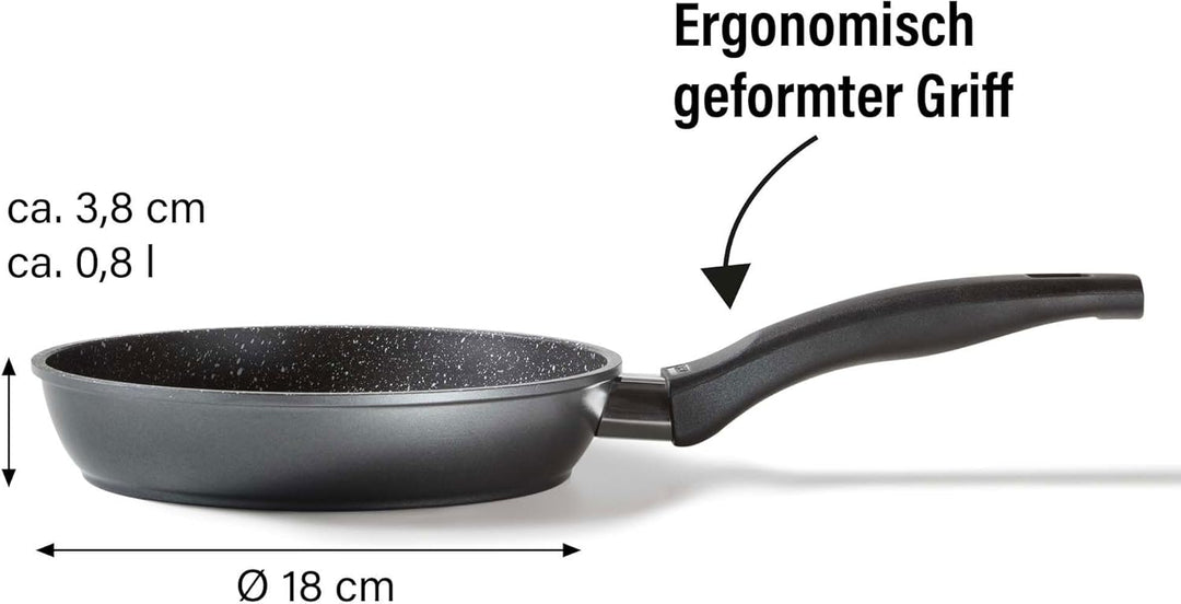 STONELINE Bratpfanne 18 cm, induktionsgeeignet, Aluguss, Antihaftbeschichtung mit echten Steinpartik