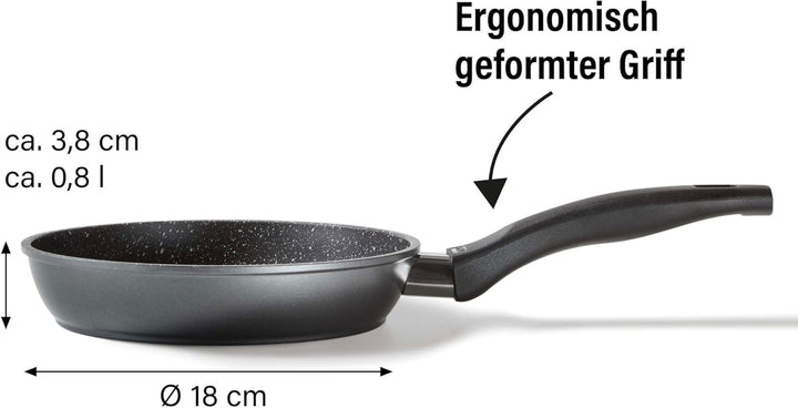 STONELINE Bratpfanne 18 cm, induktionsgeeignet, Aluguss, Antihaftbeschichtung mit echten Steinpartik