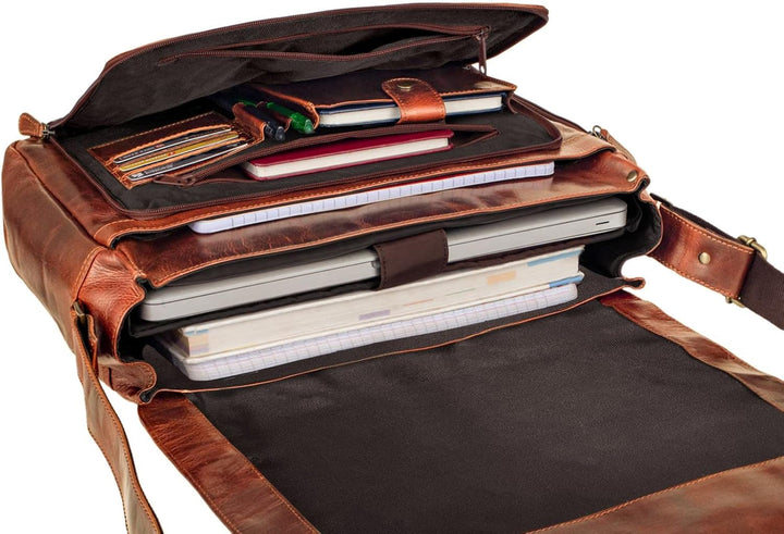 STILORD Vintage Umhängetasche Leder gross für Herren Damen 15.6 Zoll Laptoptasche Unitasche Bürotasc