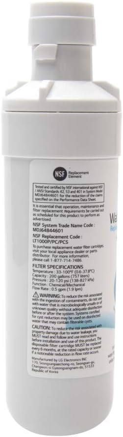Kühlschrank-Wasserfilter, LT1000p Kühlschrank-Wasserfilter, Ersatz für Kenmore9980 (LT1000P) 1 Stück