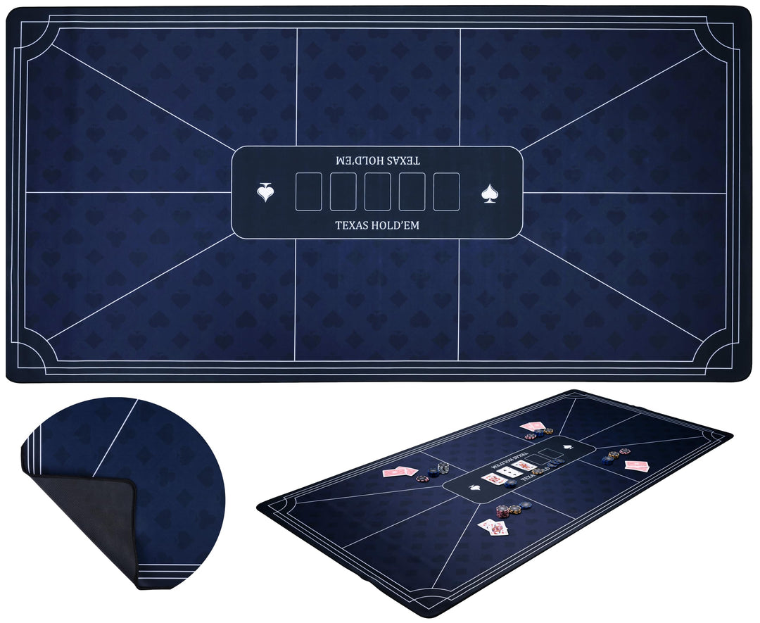 Engelhart - 320997 – Pokermatte blau – rutschfeste Spielfläche 180 cm x 90 cm – Dicke: 3 mm – Bedruc