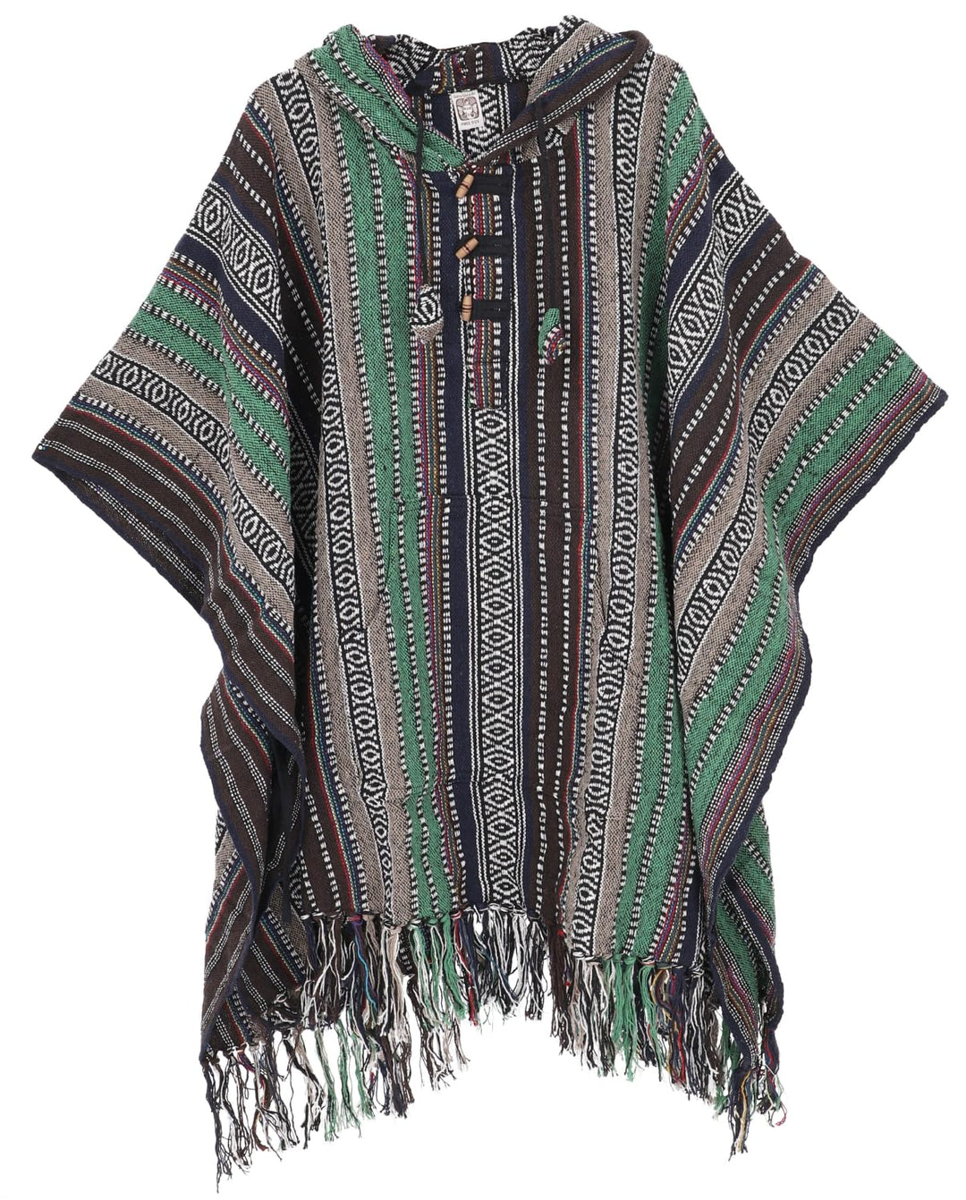 GURU SHOP Poncho Hippie Chic, Ethno Poncho, Andenponcho, Herren/Damen, Blau, Baumwolle, Size:One Siz