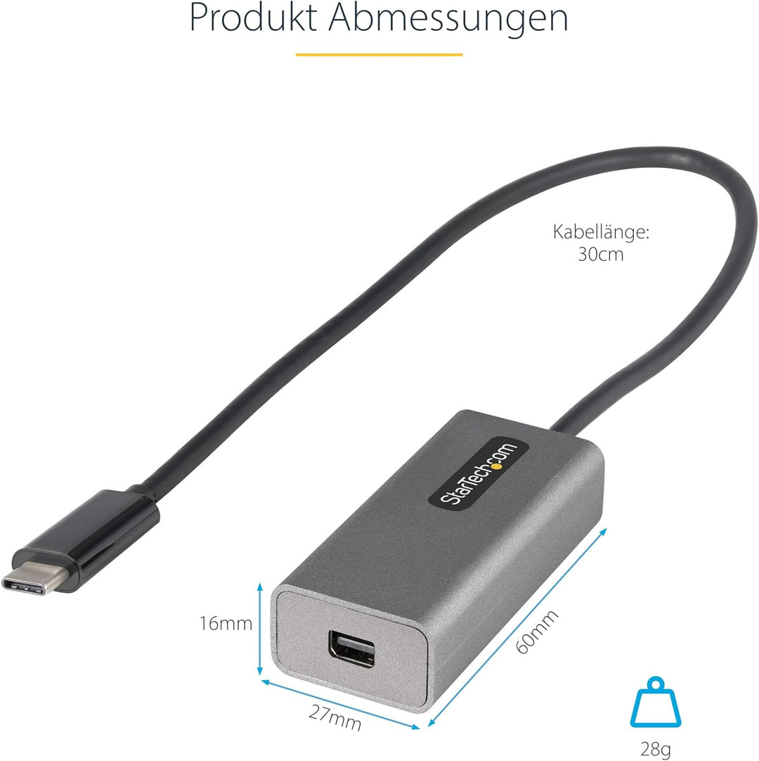 StarTech.com USB C auf Mini DisplayPort Adapter, 4K 60Hz USB Typ-C auf Mini DP Monitor Video Konvert