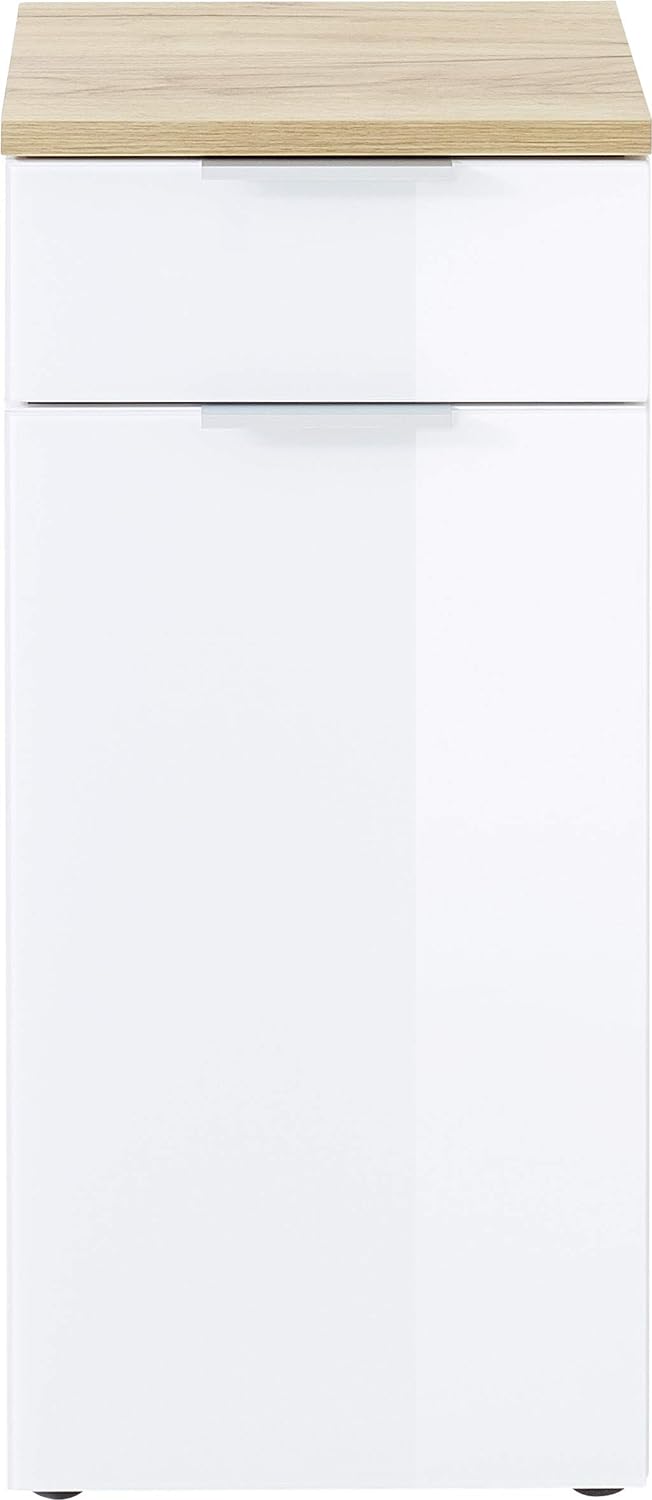 Germania Unterschrank 2751-513 GW-Pescara in Weiss/Navarra-Eiche-Nachbildung, mit Glasfront, 39 x 86