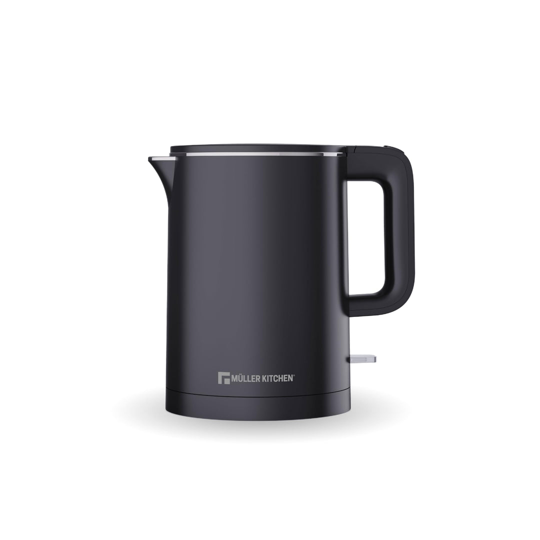 Muller Kitchen MK-6061 Elektrischer Wasserkocher, 1 l, 1000 W, doppelwandig, 360-Grad-Drehfuss, auto
