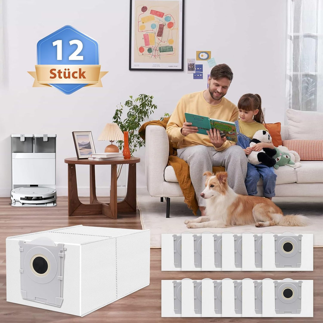 12 Stück Staubbeutel für Ecovacs X8/X9 Pro Omni, T50/T50 Pro/T50 Max Pro Omni, T80 Omni, T30C Pro Om