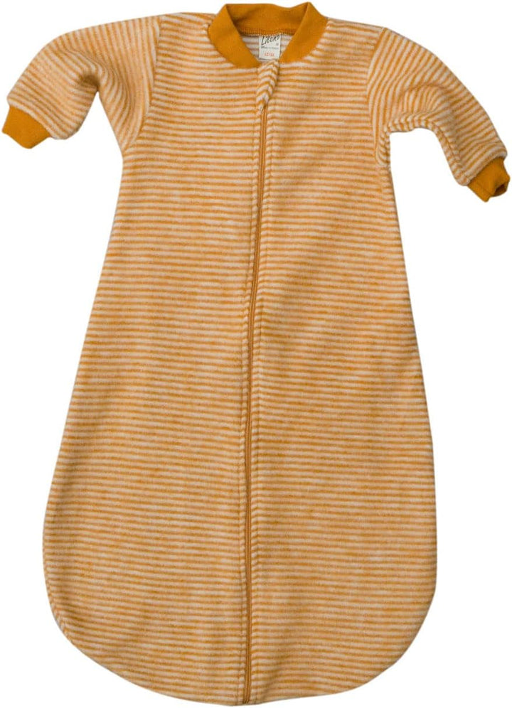 Lilano, Schlafstrampler Schlafsack Mit Arm, 100% Wollfrottee Flausch (kbT) Curry/Natur 62-68, Curry/
