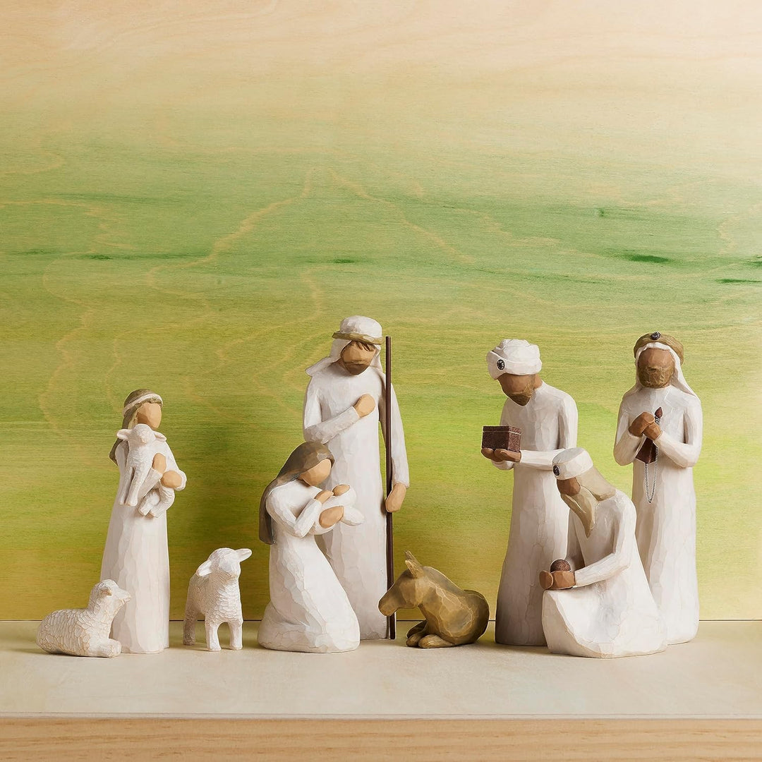 Willow Tree Nativity Accessory Figures with The Three Wisemen Plus Shepherd and Stable Animals 7-Pie