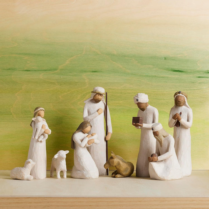 Willow Tree Nativity Accessory Figures with The Three Wisemen Plus Shepherd and Stable Animals 7-Pie