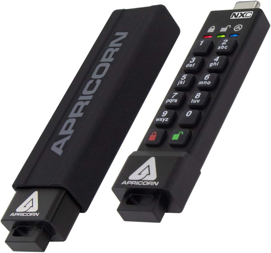 Gigabyte Flash S-USB-C 64GB Apricorn SecureKey 3NXC, Schwarz