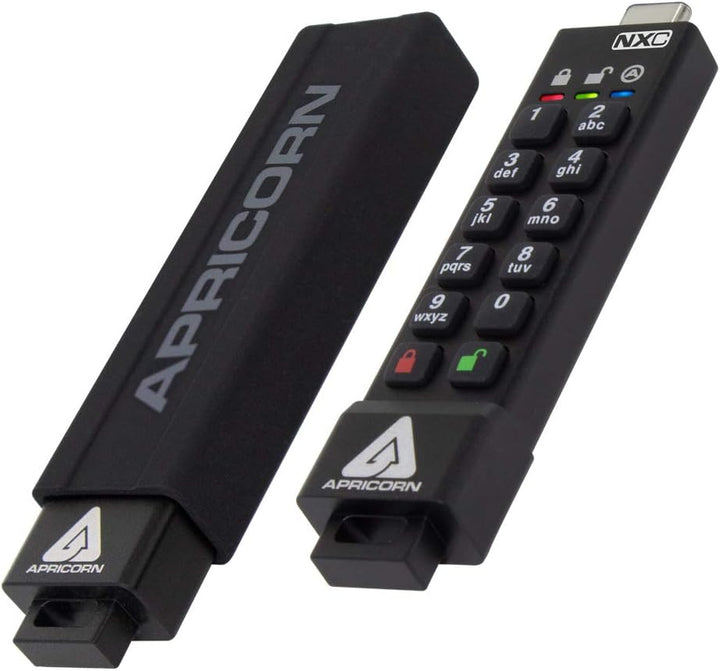 Gigabyte Flash S-USB-C 64GB Apricorn SecureKey 3NXC, Schwarz