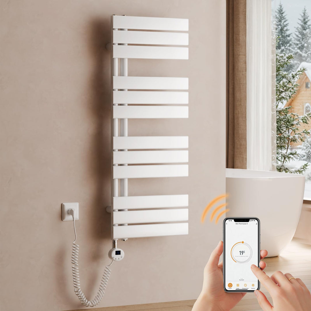 S'AFIELINA Handtuchheizkörper Elektrisch 1041×400mm, Badheizkörper Elektrisch mit Thermostat, WiFi,