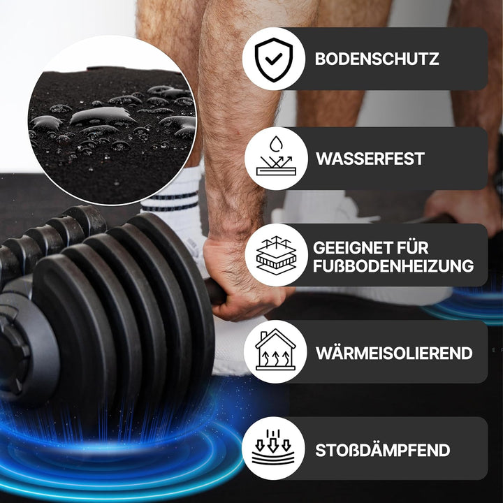 NEOLYMP Bodenschutzmatte Fitness, extra Dicke und robuste Gummimatte Fitnessboden - Puzzlematte Bode