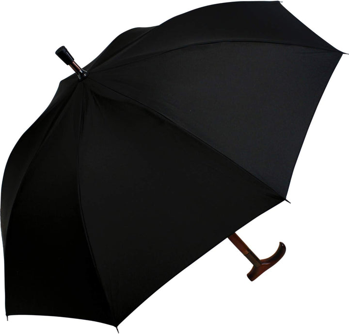 iX-brella Stützschirm höhenverstellbar mit Holzgriff - schwarz, Schwarz