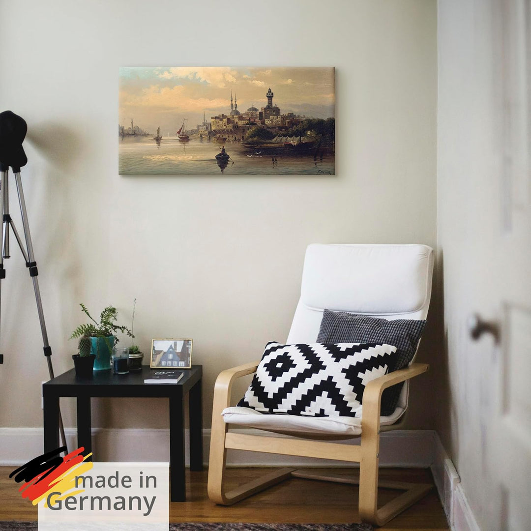 ARTland Leinwandbilder Wandbild Bild auf Leinwand 100x50 cm Wanddeko Türkei Istanbul Fluss Boot Kauf