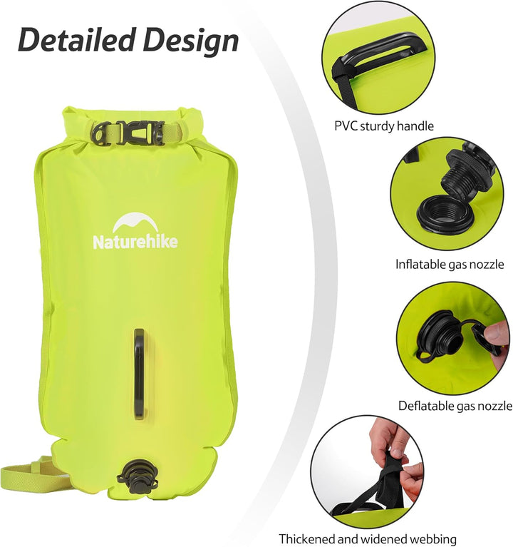 Naturehike Schwimmboje Zwei Airbags Swim Boje Trockensack wasserdichte Strandtasche mit Verstellbare
