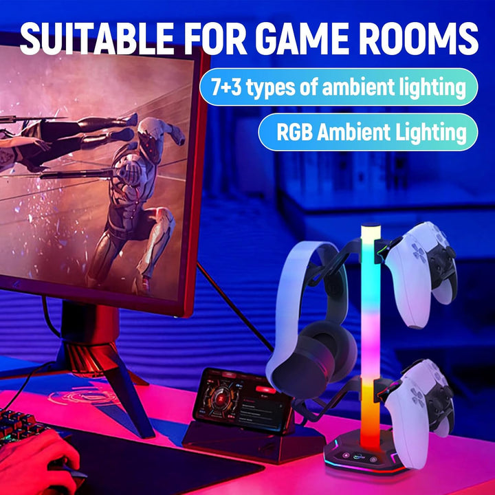 auvstar RGB Headset Halterung,Gaming Kopfhörer Ständer,10 Beleuchtungsmodi,USB Type-C Datenübertragu