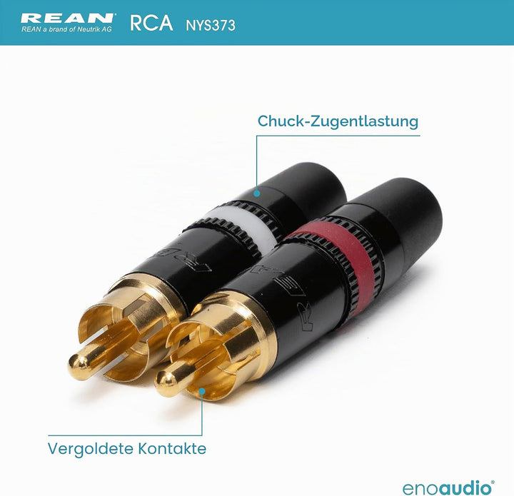 enoaudio Mogami 2534 Quad Stereo Paar (L,R) Audio Kabel | Neutrik Gold Cinch RCA | HiFi, 0,5 m, 0,5