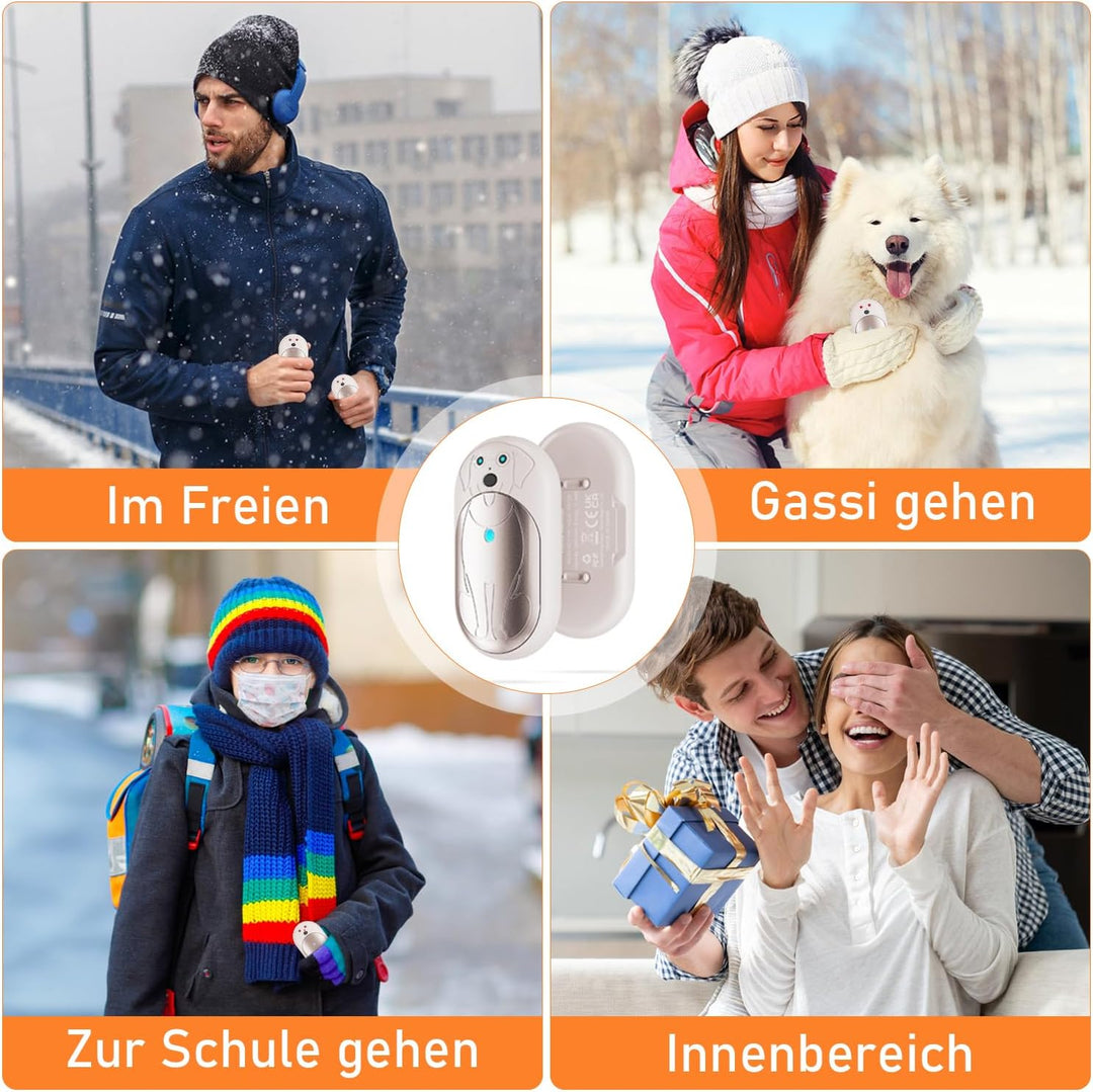 Lepwings Handwärmer Elektrisch, 2er-Pack, 6000 mAh Taschenwärmer Wiederverwendbar mit 3 Modi, 20 Stu