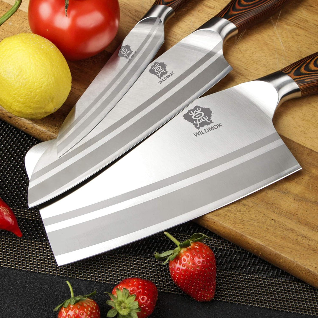 WILDMOK Messerblock Set, 9-TLG Messer Set mit Holzgriff Block, Deutscher Edelstahl Kchenmesser, Prof