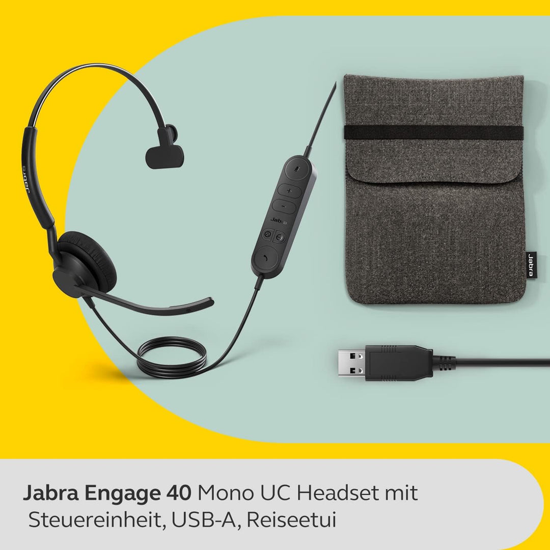 Jabra Jabra Engage 40 USB-A UC Mono, Schwarz USB-A Mono + Steuereinheit UC, USB-A Mono + Steuereinhe