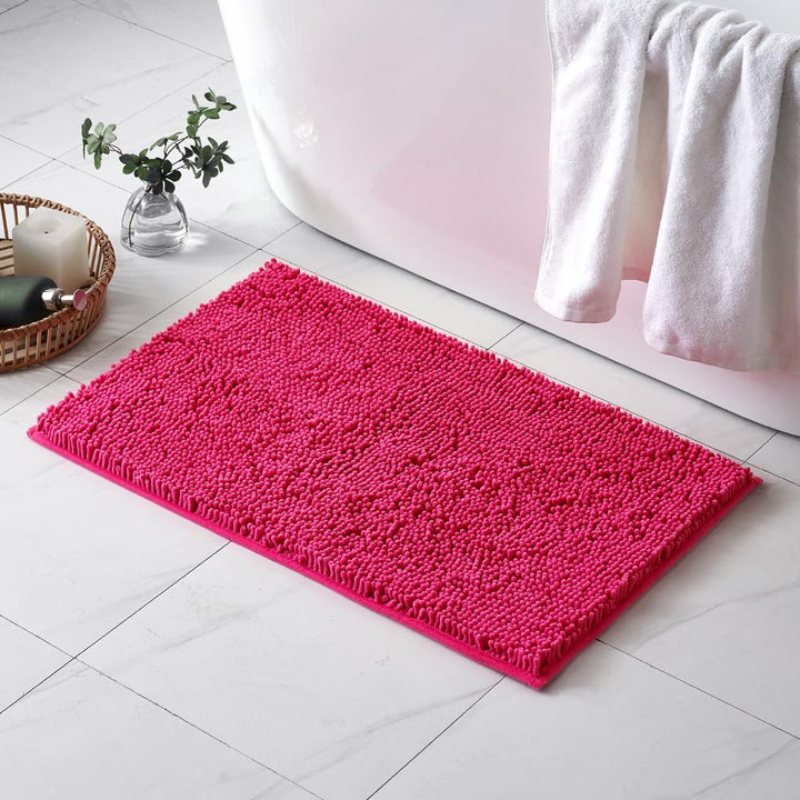 MIULEE Badematte 50x80 cm Rosa – Super Saugfähiger Badteppich Weich & rutschfest, Waschbarer Badezim