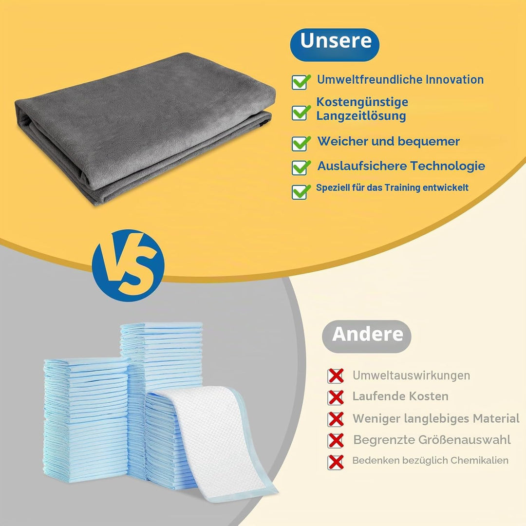 Waschbare Urinierunterlagen für Hunde: 91x 122 cm-Grau-2 Packungen Dicke-Wiederverwendbare Welpenunt