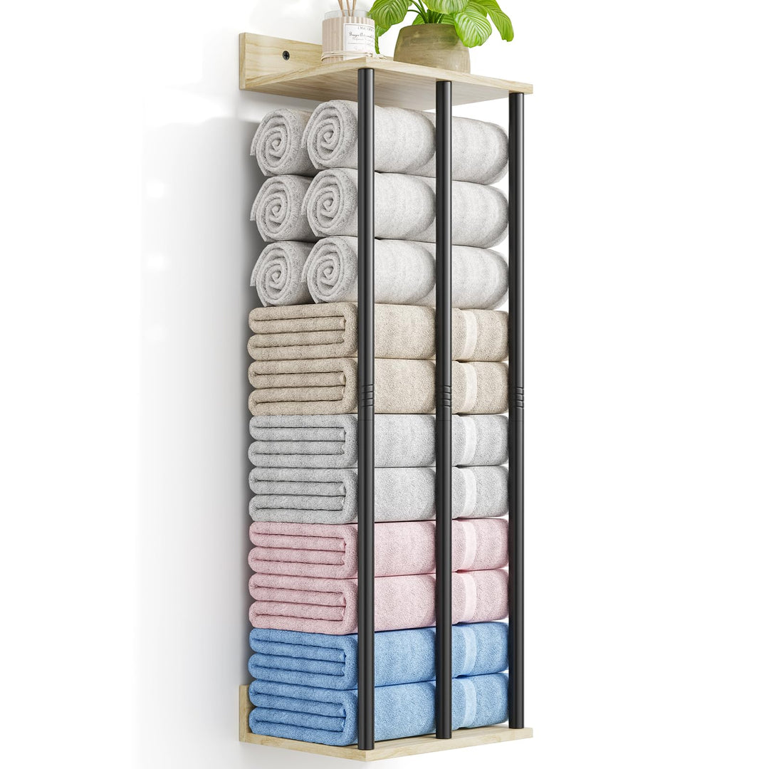 Handtuchhalter Wand – Grosse Kapazität Badezimmer Organizer – Ideal für gerollte Handtücher & Handtu