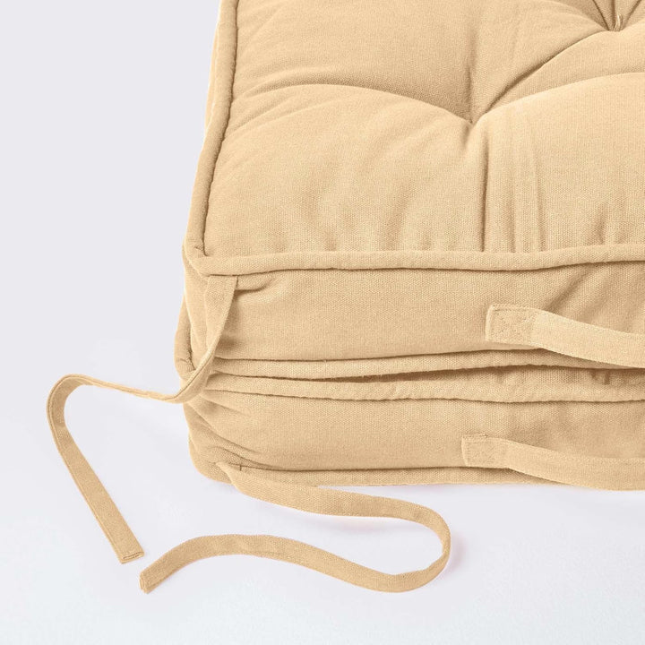 Homescapes Faltbares Reisekissen 50x50 cm beige, Auto-Sitzkissen mit Rückenlehne, Klappsitzkissen fü