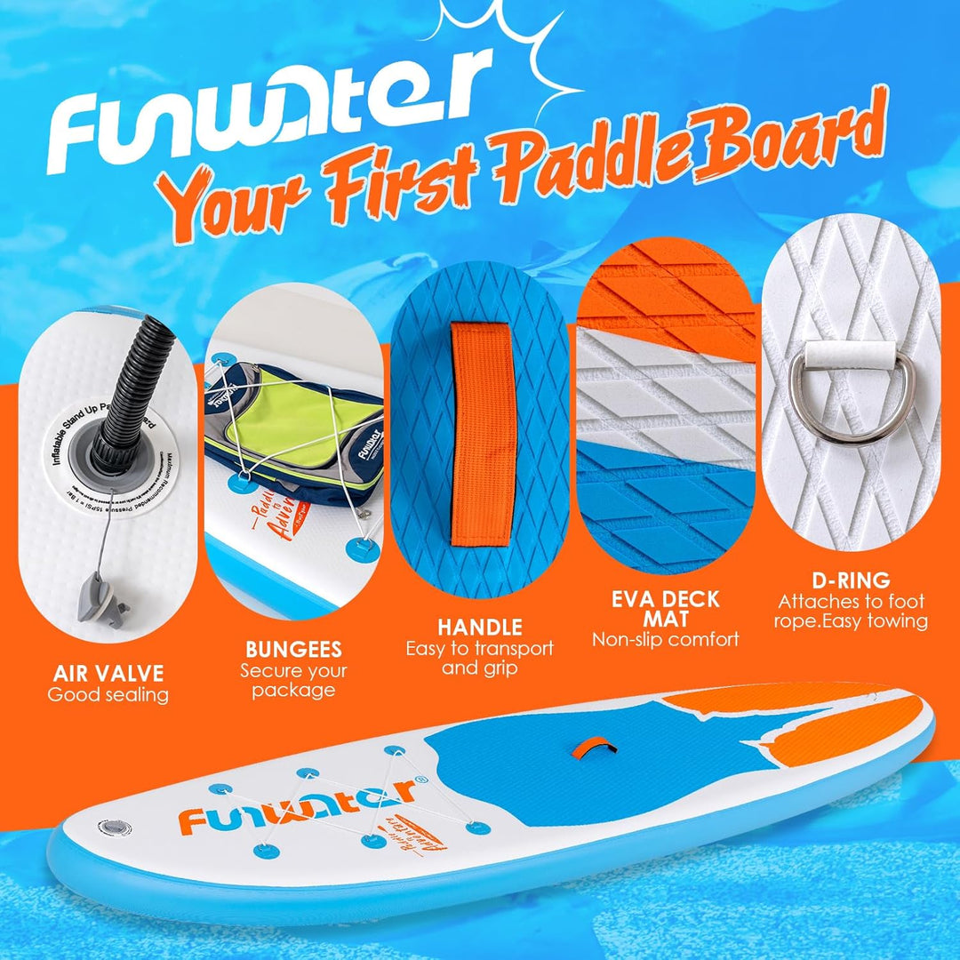 FunWater Aufblasbares Stand Up Paddle Board Surfbrett SUP Komplettes Paddleboard Zubehör Verstellbar